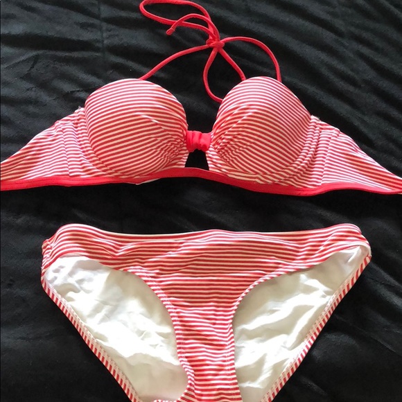 red white striped bathing suit